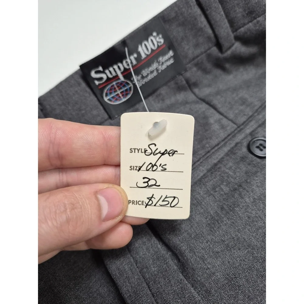 VTG Loro Piana Dress Pants Mens 32x35 Gray Wool Super 100s Pleated Unhemmed NWT